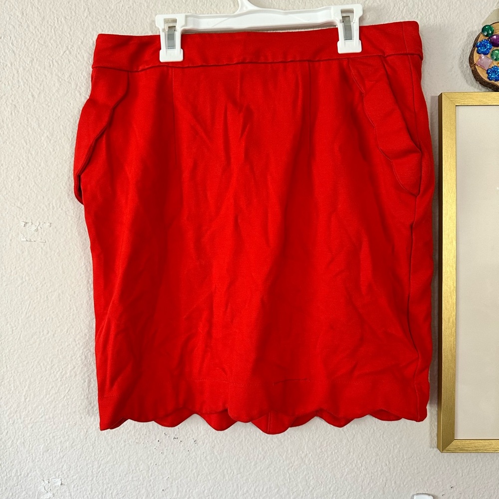 Darling Size L Red High Waist Skirt With Scallops - Fits like M